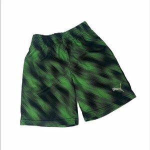 Boy's Size 4 Athletic Shorts Puma Green and Black Elastic Waist